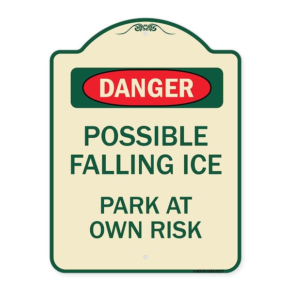 Possible Falling Ice Park at Own Risk Heavy-Gauge Aluminum Architectural Sign, 24" H, TG-1824-23277